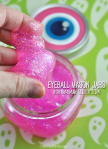 Eyeball Mason Jars with Homemade Glittery Slime