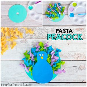 Pasta Peacock Craft For Kids