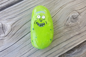 Pickle Rick Painted Rock Idea