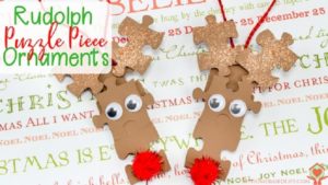 Rudolph Puzzle Piece Ornaments